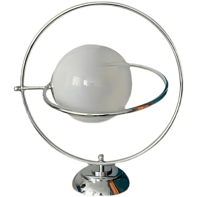 Modern Silver Globe Table Lamp with White Glass Shade - Bedside/Standard Lighting