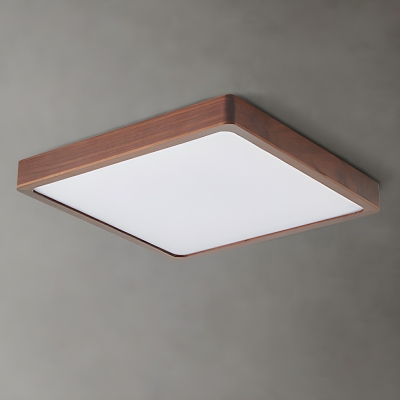Modern Wood LED Flush Mount Ceiling Light with Acrylic Shade for 1 Light Source in Residential Use