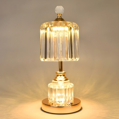 Sleek Modern Warm Light LED Metal Table Lamp with Downward Glass Shade