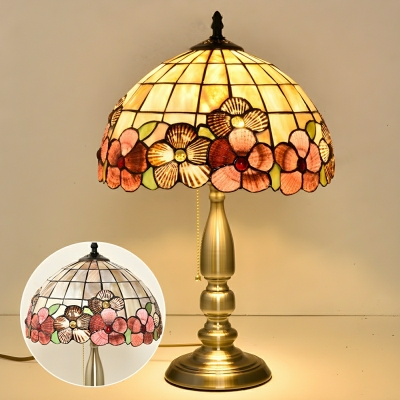 Tiffany Style Gold Dome Table Lamp with Multi-Color Shell Shade