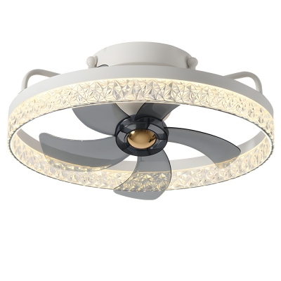 White Flushmount Ceiling Fan with Remote Control and Integrated LED Light