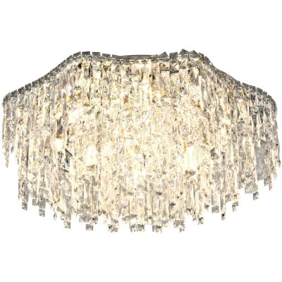 Clear Crystal Flush Mount Ceiling Light with Down Direction and Steel Material