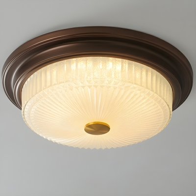 Elegant Brown Glass Flush Mount Ceiling Light with Clear Glass Shade