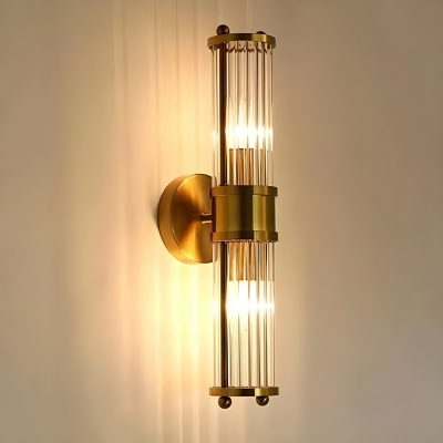 Elegant Gold Crystal Wall Sconce with Clear Shade and Modern Design
