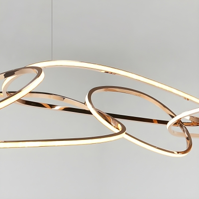 Gold LED Island Light with 6 Linear Silica Gel Shades for Modern Style