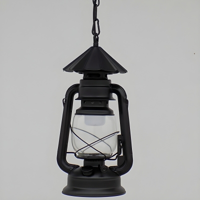 Industrial Metal Pendant Light with Clear Glass Shade and Chain Mounting