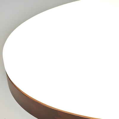 Modern Circle Flush Mount Wood Ceiling Light, White Acrylic Shade, LED Bulbs, Third Gear, 1 Light