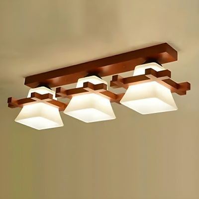 Modern Semi Flush Mount Ceiling Light with White Glass Shade, Ideal for Residential Use