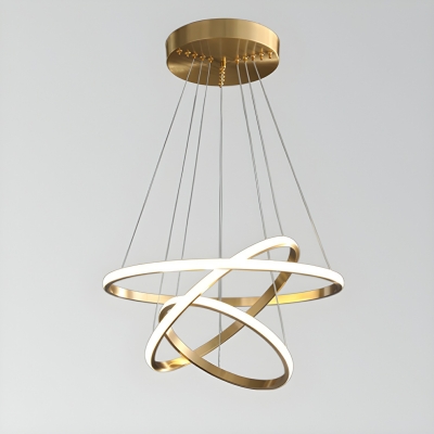 Modern LED Chandelier with 3 Tiers and Acrylic Shade in Gold