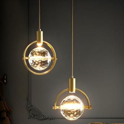 One-Light Modern Gold Pendant with Clear Iron Shade, Adjustable Hanging Length (35-40 Women)