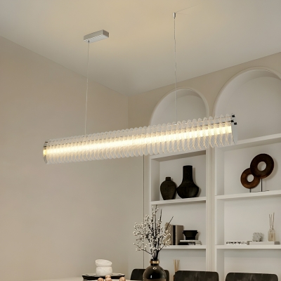 Sleek Linear LED Island Light Clear Shade, Third Gear Color Temperature, Adjustable Hanging