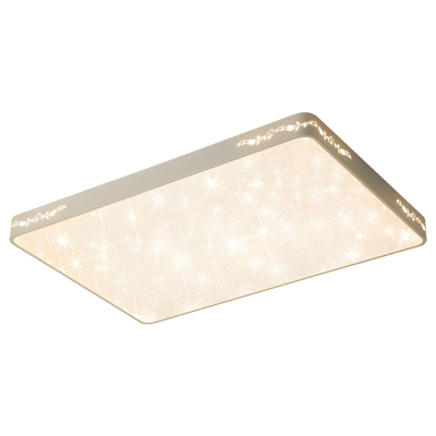 Stylish White Flush Mount Metal LED Ceiling Light with Downwards Acrylic Shade