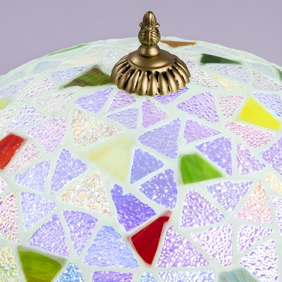 Bronze Geometric Tiffany Style LED Flush Mount Ceiling Light with One Glass Shade