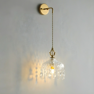 Contemporary 1-Light Hardwired Wall Sconce with Clear Glass Shade