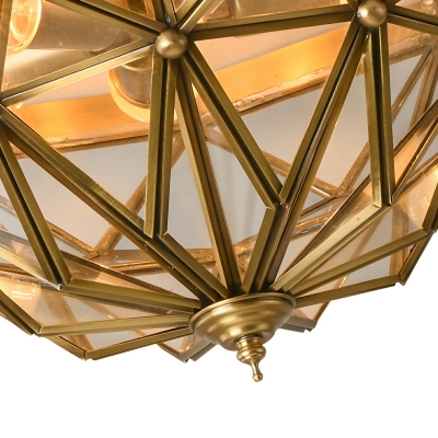 Elegant Gold Colonial Flush Mount Ceiling Light - Contemporary Clear Glass Shade Design
