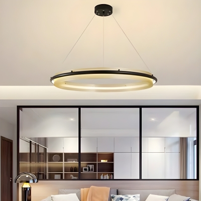 Geometric Modern Chandelier with Beige Shades, LED Bulbs, and Adjustable Hanging Length