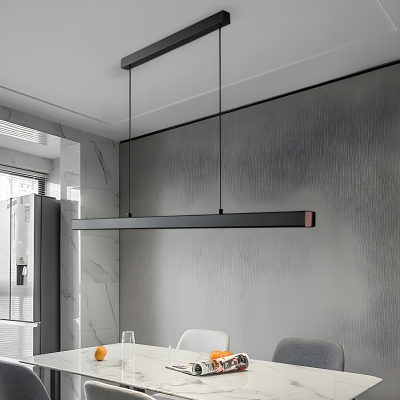 Modern Black Metal Island Light with Acrylic Shade and Adjustable Hanging Length