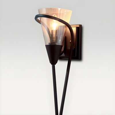 Modern Black Metal LED 1-Light Wall Sconce with Transparent Glass Shade