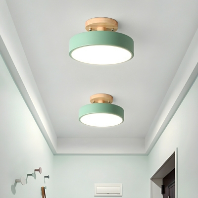 Modern Cylinder LED Semi-Flush Mount Ceiling Light in White for Residential Use and Easy Maintenance
