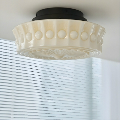 Modern Flush Mount Ceiling Light with 3 Ivory/Cream Glass Shades