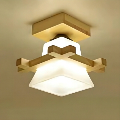 Modern Semi Flush Mount Ceiling Light with White Glass Shade, Ideal for Residential Use