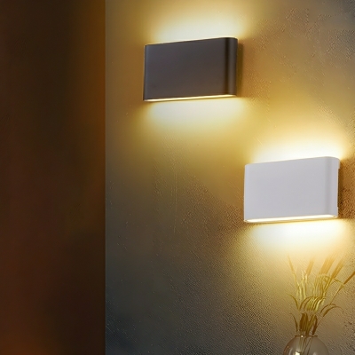 Modern Geometric Metal LED Wall Sconce with White Glass Shade