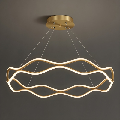 Modern Gold Chandelier with Antique Brass Shades and Adjustable Hanging Length