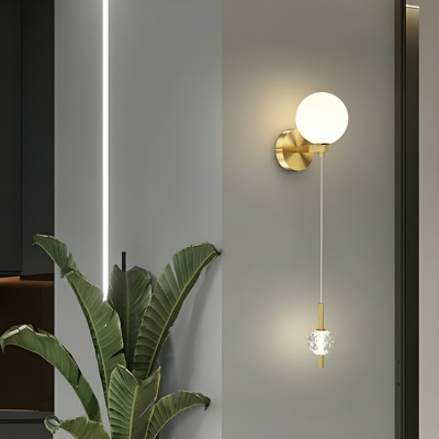 Modern Gold LED Wall Lamp with Clear Glass Shade and Crystal Detail