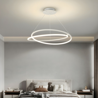 Modern Metal Chandelier with Acrylic Shade featuring LED Bulbs and Adjustable Hanging Length