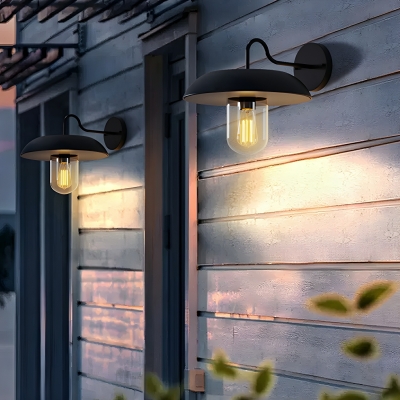 Modern Solar Black Wall Sconce with Clear Glass Shade - Outdoor Lighting Solution