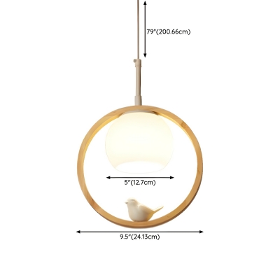 Modern White Wood Pendant Light with Clear Glass Shade and Adjustable Hanging Length