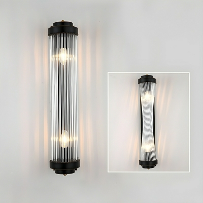 Stylish Modern Steel 2-Light Wall Lamp with Clear Crystal Shades for Ambience and Style