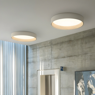 Cylinder LED Flush Mount Ceiling Light in Modern Style with White Shade