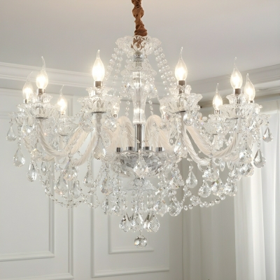 Elegant Crystal Chandelier with Adjustable Hanging Length for Residential Use