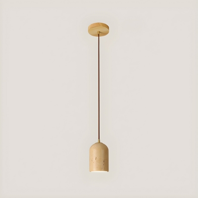 Minimalist Beige Stone Pendant Light with Adjustable Hanging Length and Linear Canopy Shape