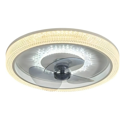 Modern Acrylic Ceiling Fan with Stepless Dimming LED Light - Remote and Wall Control, Grey Blades