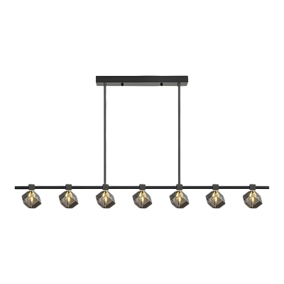 Modern Crystal Island Pendant Light with Clear Shade - Adjustable Hanging Length