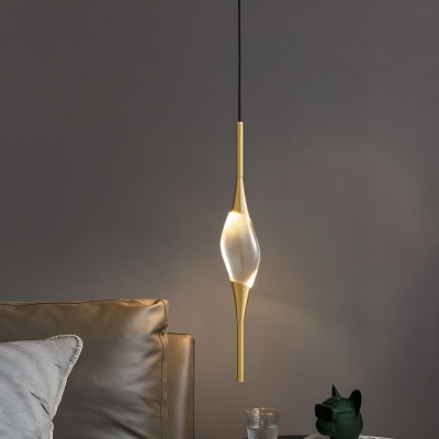Modern Gold Pendant Light with Hanging Crystal Shade and Clear Chain Cord