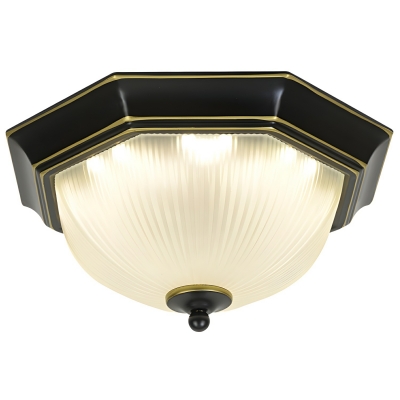 Modern Metal Flush Mount Ceiling Light with Frosted Glass Shade