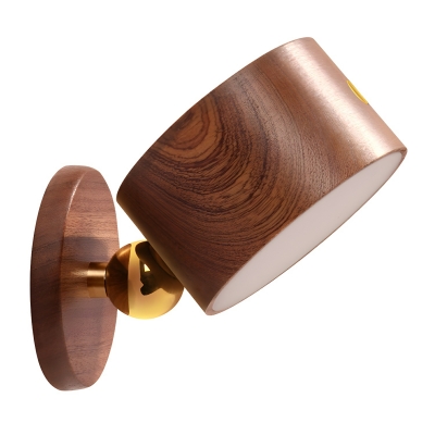 Modern Wooden Rechargeable LED Wall Lamp with Touch Control and Charging Port