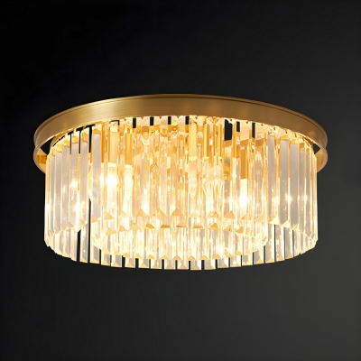 Radiant Gold Crystal Flush Mount Ceiling Light - Modern Elegance with Crystal Accents