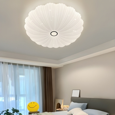 Sleek Modern White Flush Mount Ceiling Light with PVC Shade and LED Lighting