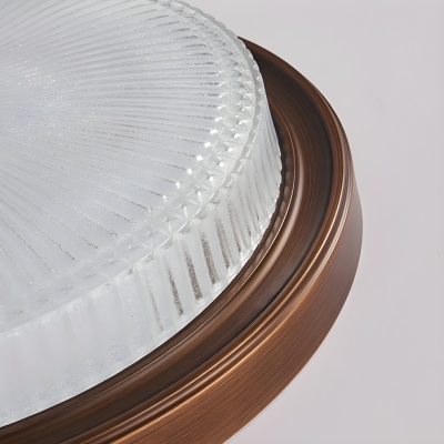 Elegant Brown Metal Flush Mount Ceiling Light - Modern Ambient Lighting with Clear Glass Shade
