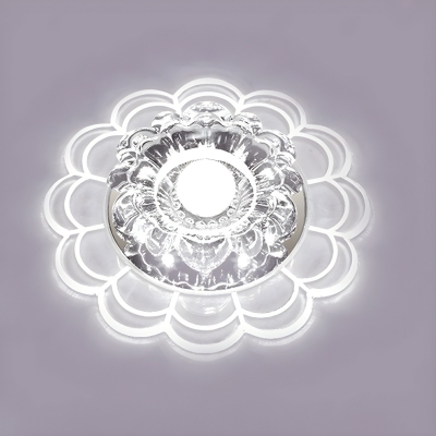 Modern Acrylic Circle Flush Mount Ceiling Light with Crystal Shade