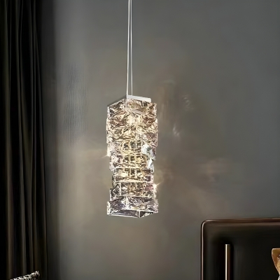 Modern Chrome Crystal Pendant Light with Adjustable Hanging Length
