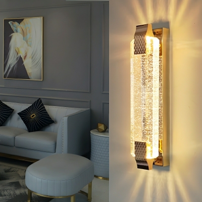 Modern Gold Crystal Accent 1-Light LED Wall Lamp with Ambient Lighting