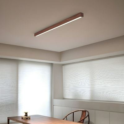 Modern Rectangular Wood Flush Mount Ceiling Light with Acrylic Shade and LED Bulbs