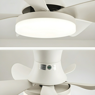 Modern White Flushmount Ceiling Fan with Remote Control and Integrated LED Light in Metal