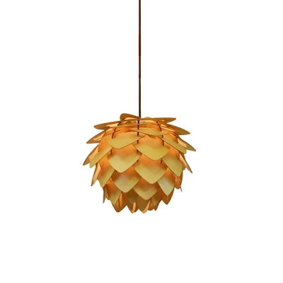 Modern Wood Pendant with Adjustable Hanging Length and LED Light