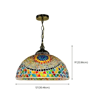 Tiffany Style Stained Glass Pendant Light with Adjustable Hanging Length and Chain Mounting